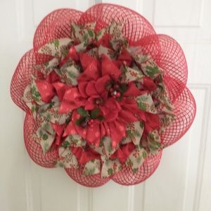 Red Deco Mesh Wreath